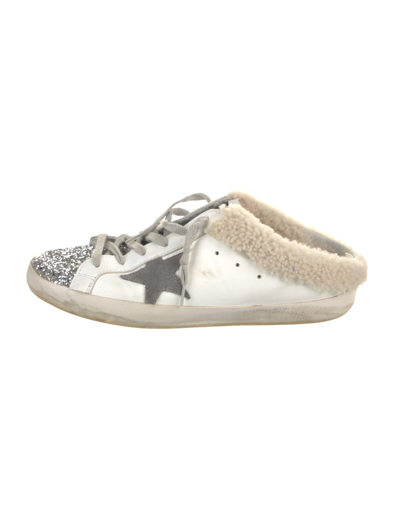 Golden Goose Leather Glitter Accents Sneakers