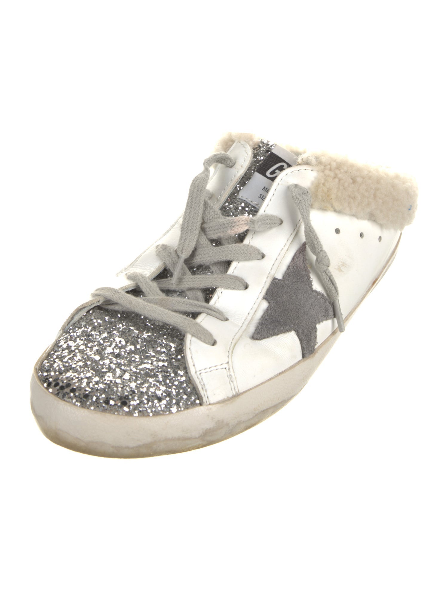 Golden Goose Leather Glitter Accents Sneakers