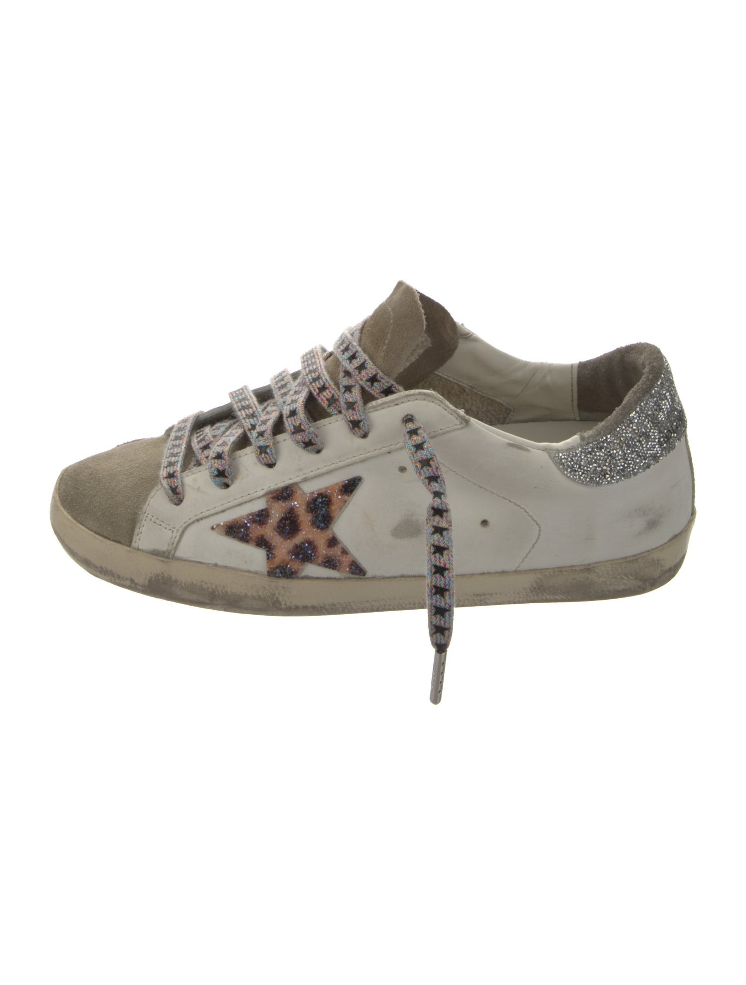 Golden Goose Leather Animal Print Sneakers