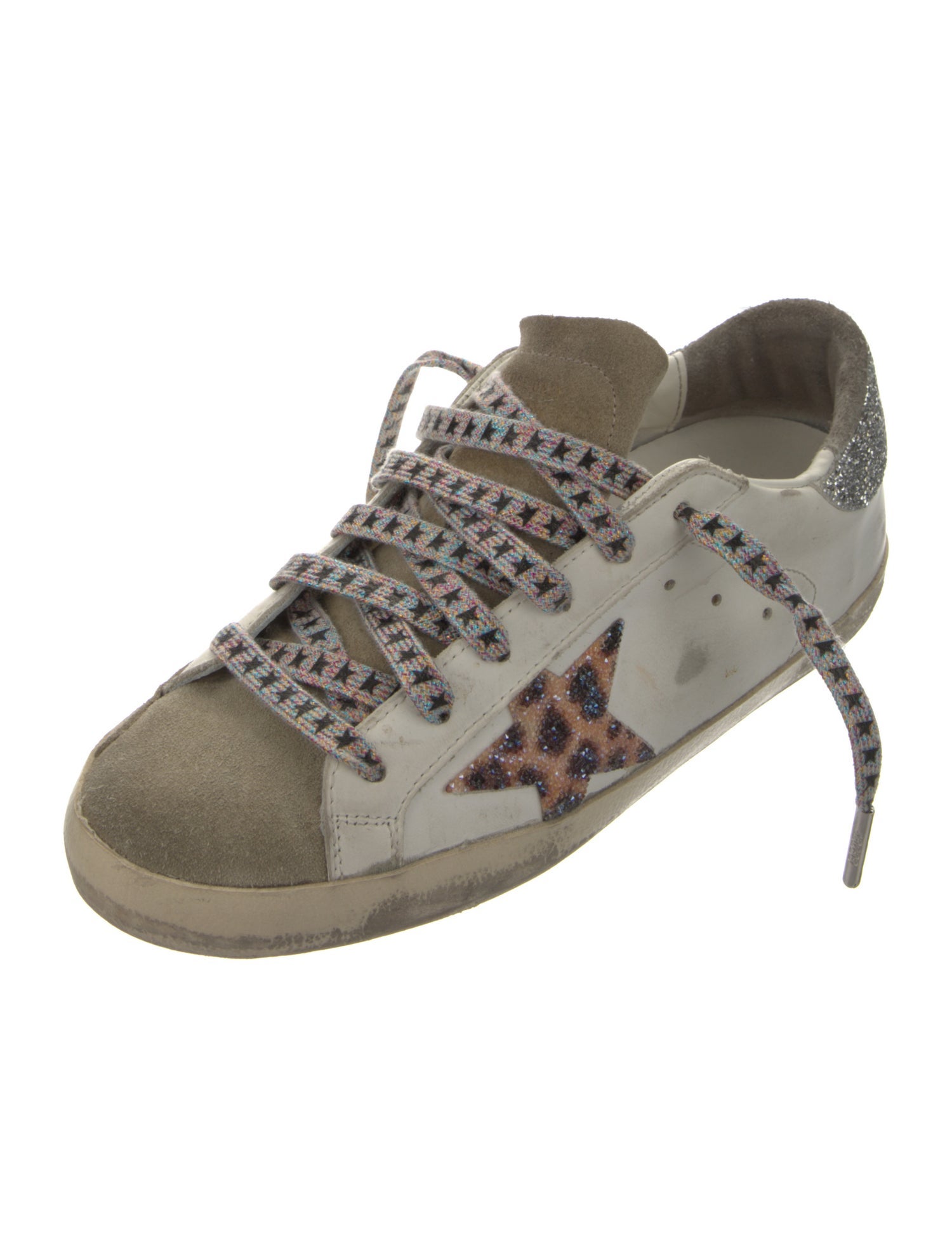 Golden Goose Leather Animal Print Sneakers