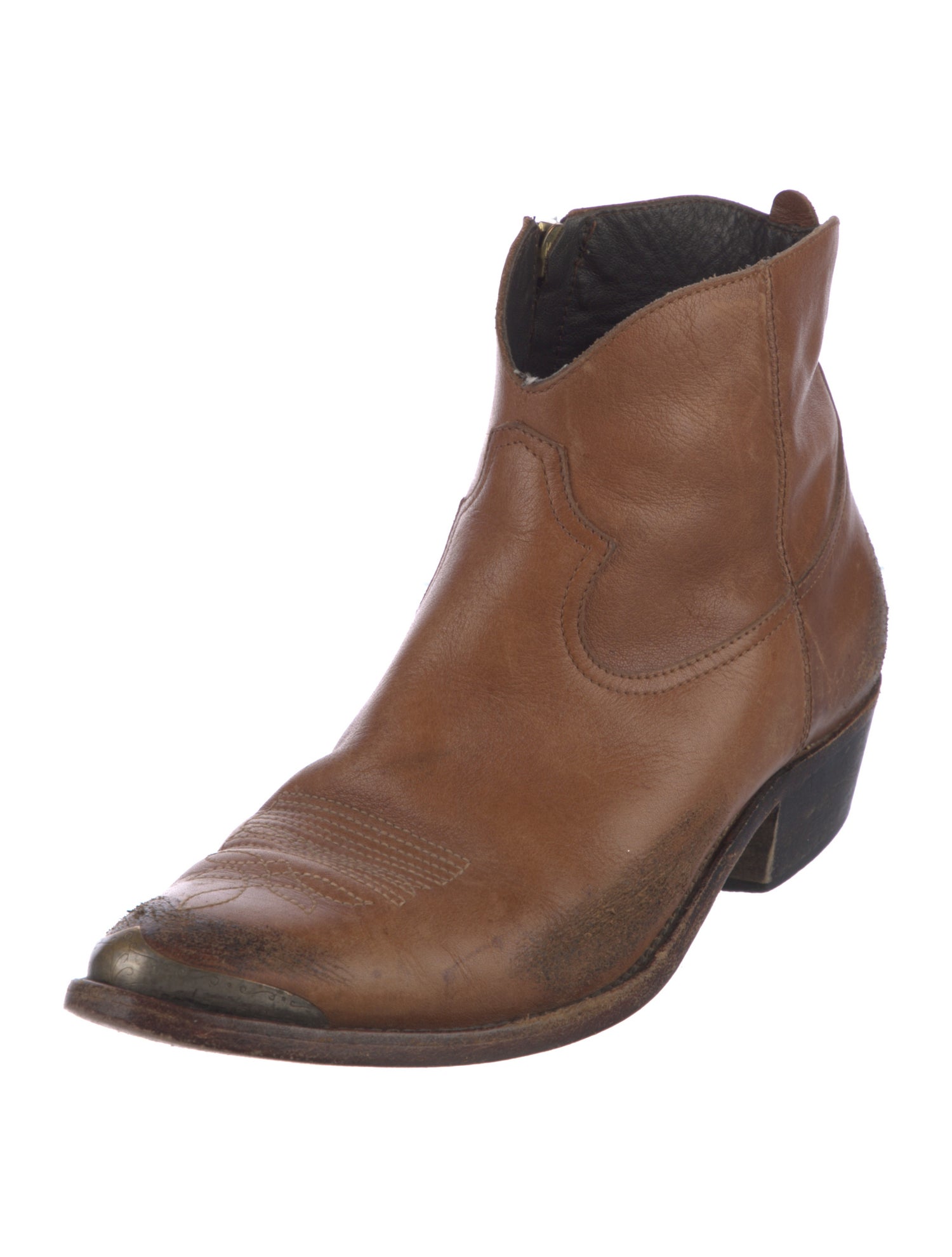 Golden Goose Leather Distressed Accents Western Boots