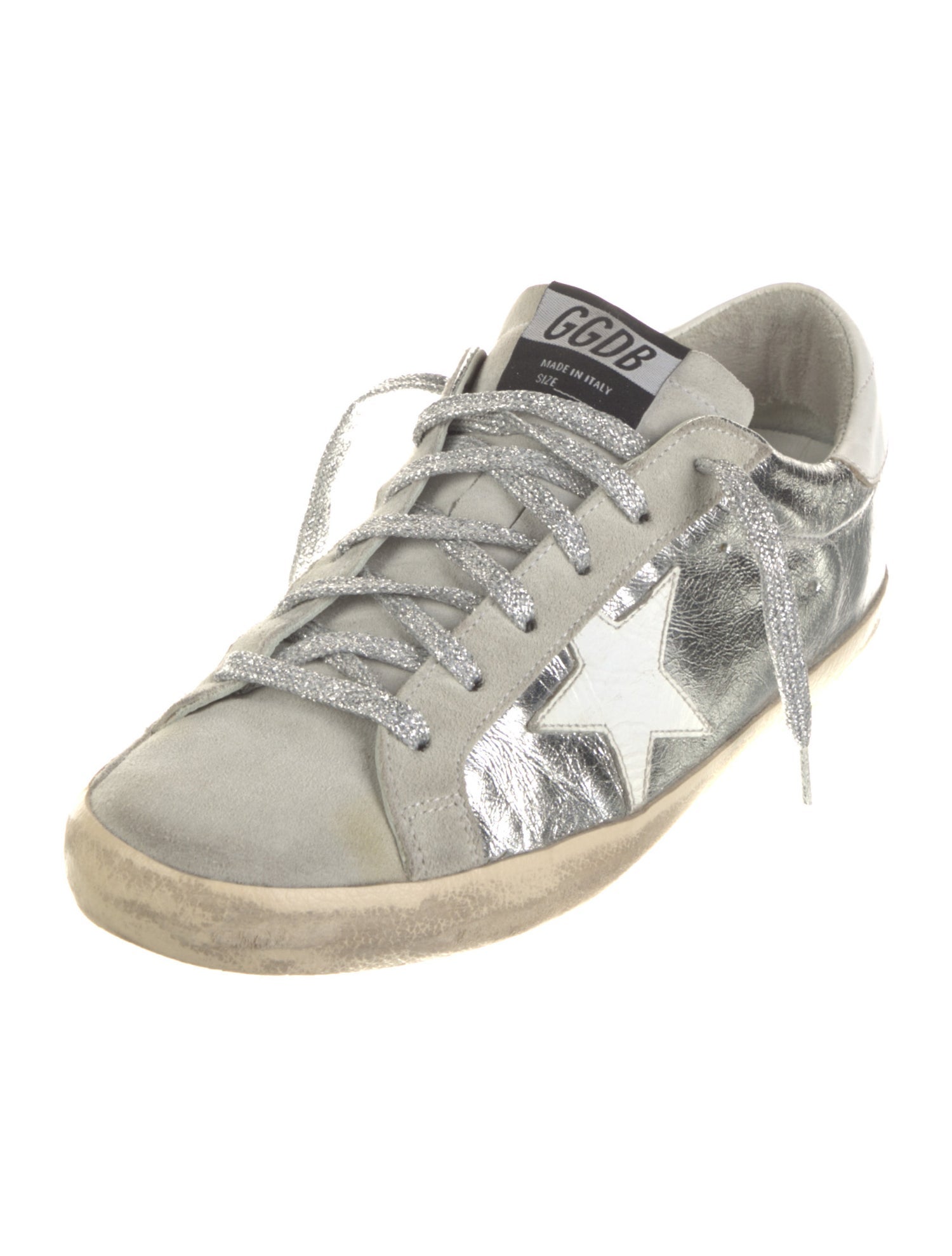 Golden Goose Leather Glitter Accents Sneakers