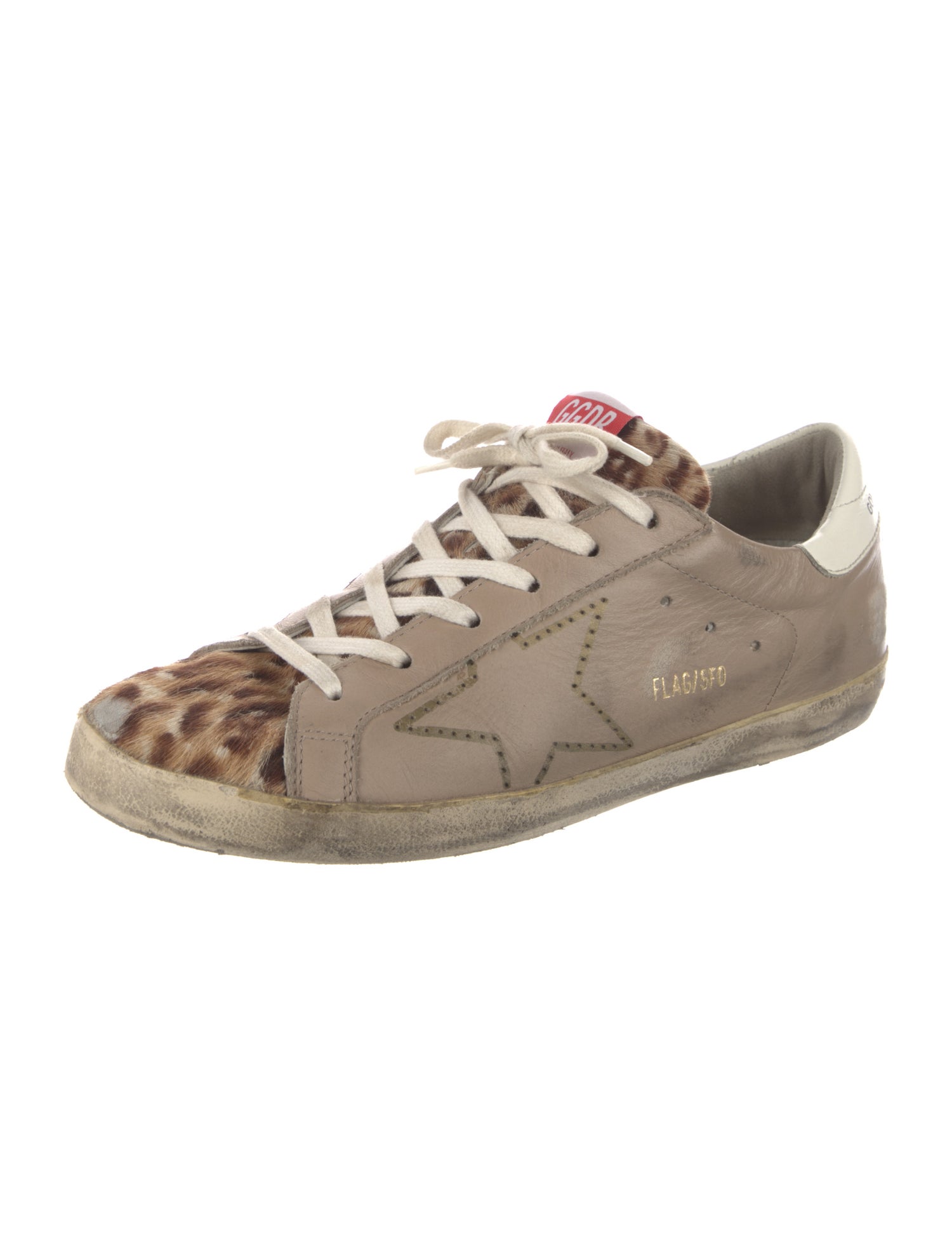 Golden Goose Leather Animal Print Sneakers