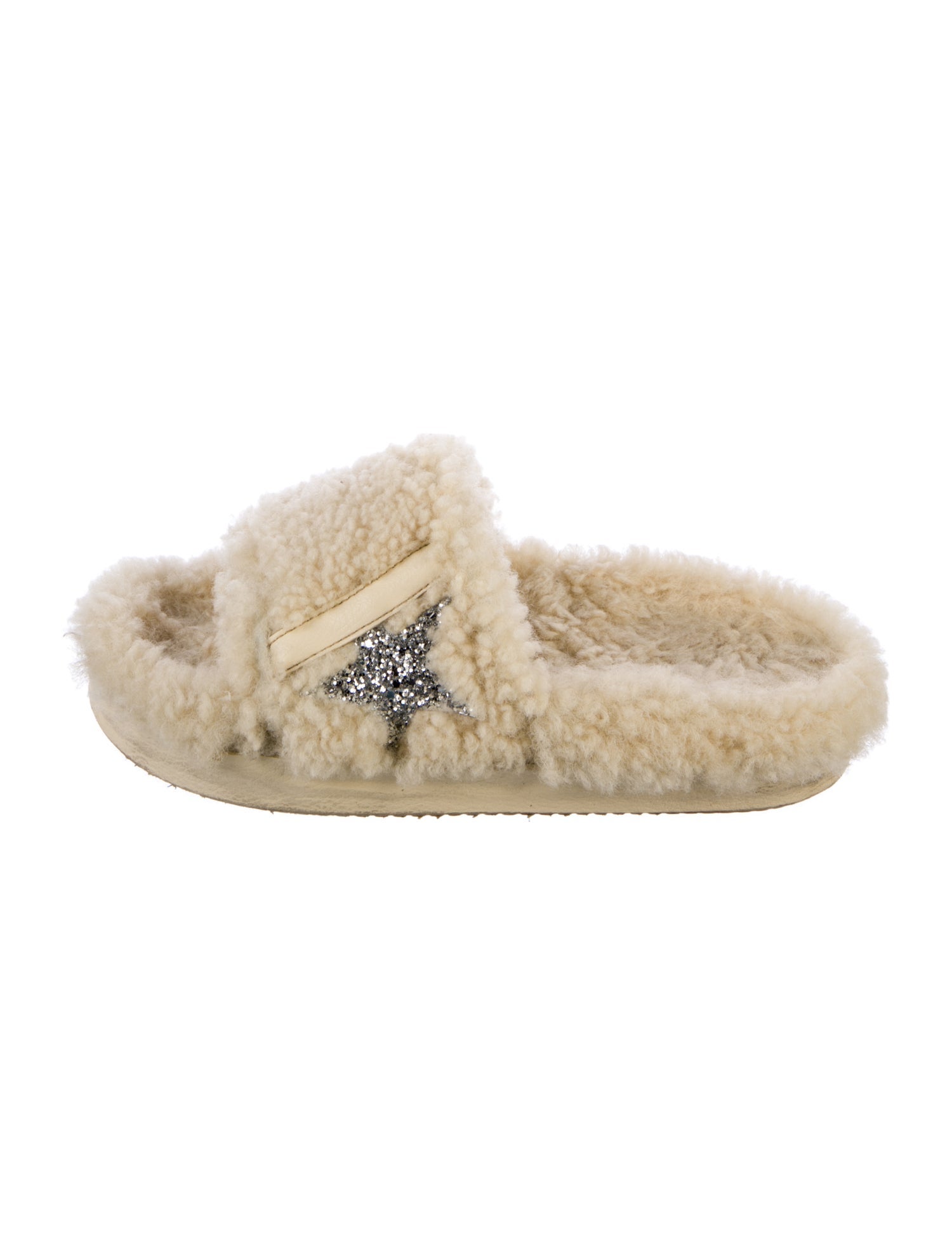 Golden Goose Shearling Glitter Accents Slides