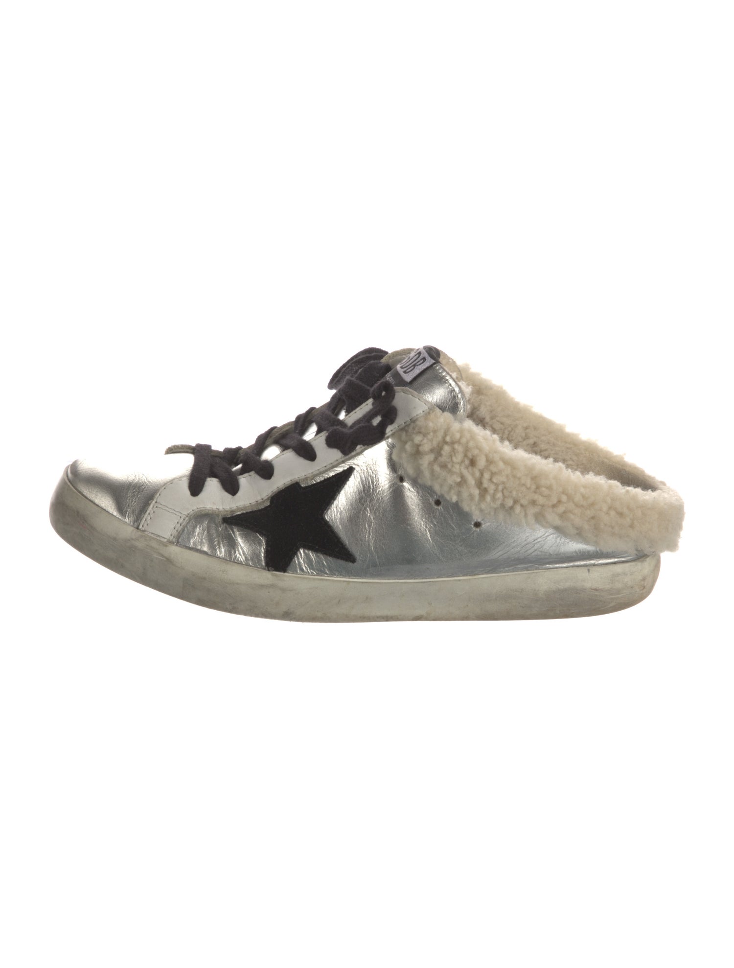 Golden Goose Leather Graphic Print Mules