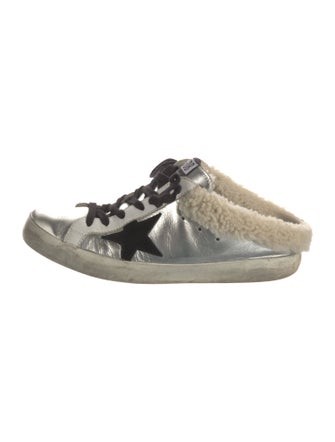 Golden Goose Leather Graphic Print Mules
