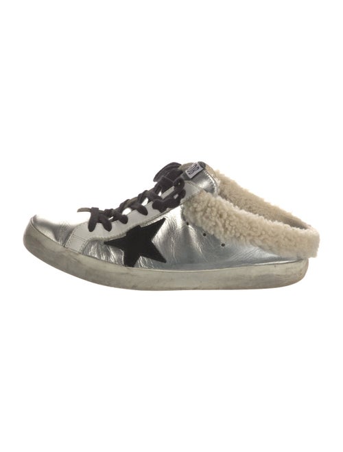 Golden Goose Leather Graphic Print Mules