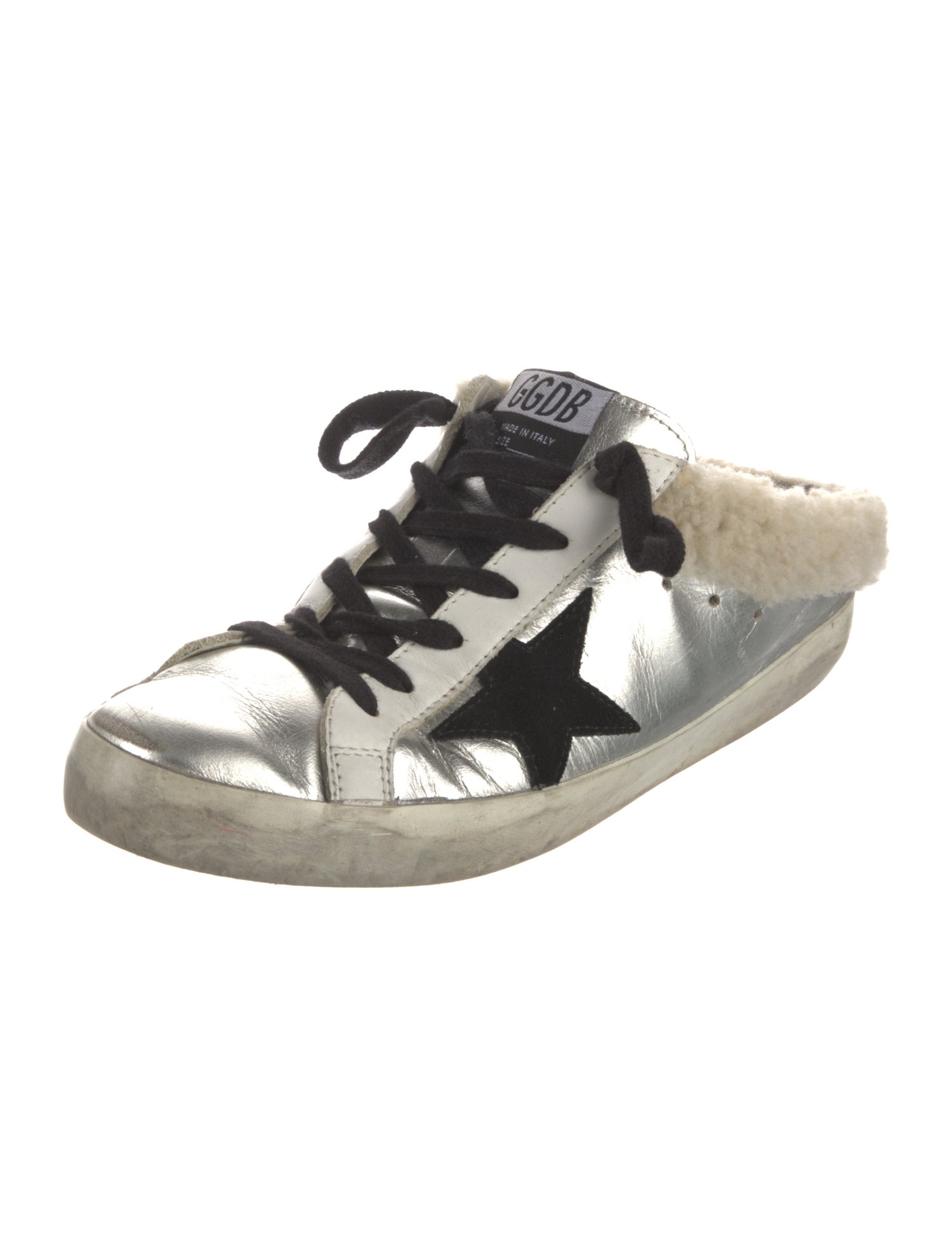 Golden Goose Leather Graphic Print Mules