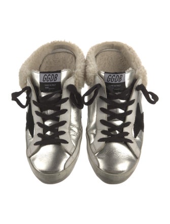 Golden Goose Leather Graphic Print Mules