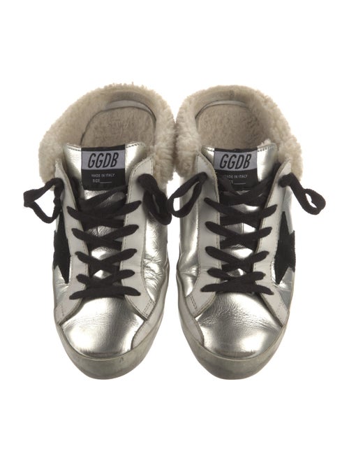 Golden Goose Leather Graphic Print Mules