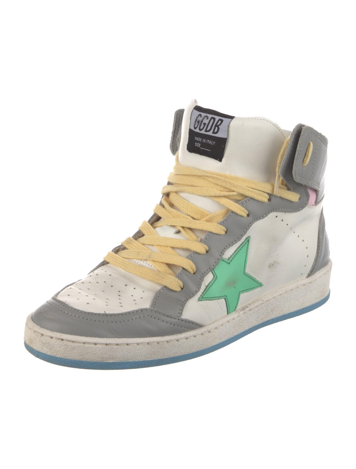 Golden Goose Leather Colorblock Pattern Wedge Sneakers