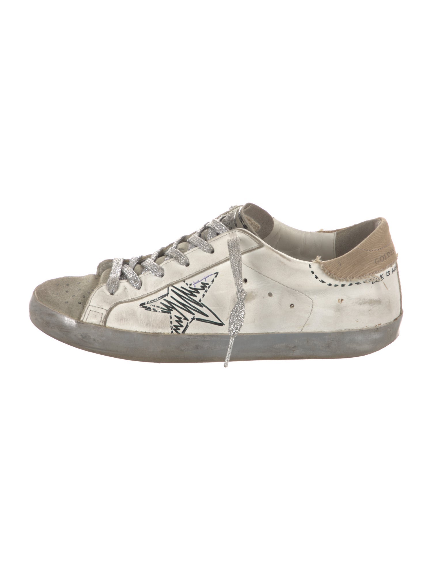 Golden Goose Leather Printed Sneakers