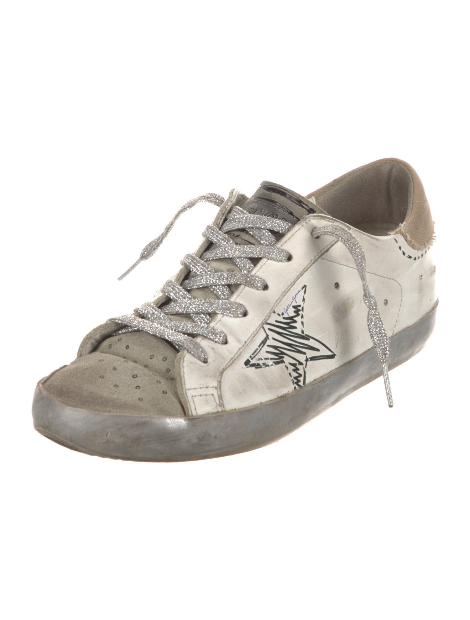 Golden Goose Leather Printed Sneakers