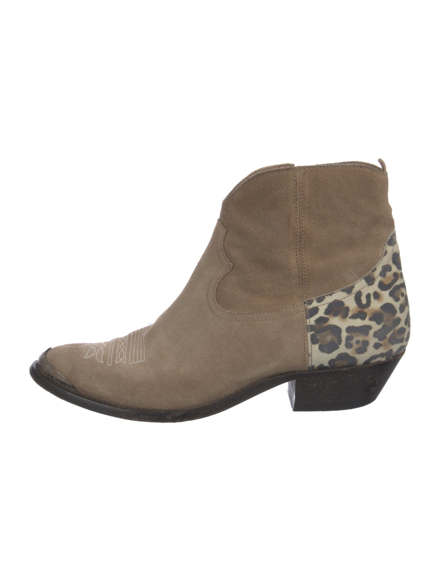 Golden Goose Suede Animal Print Western Boots