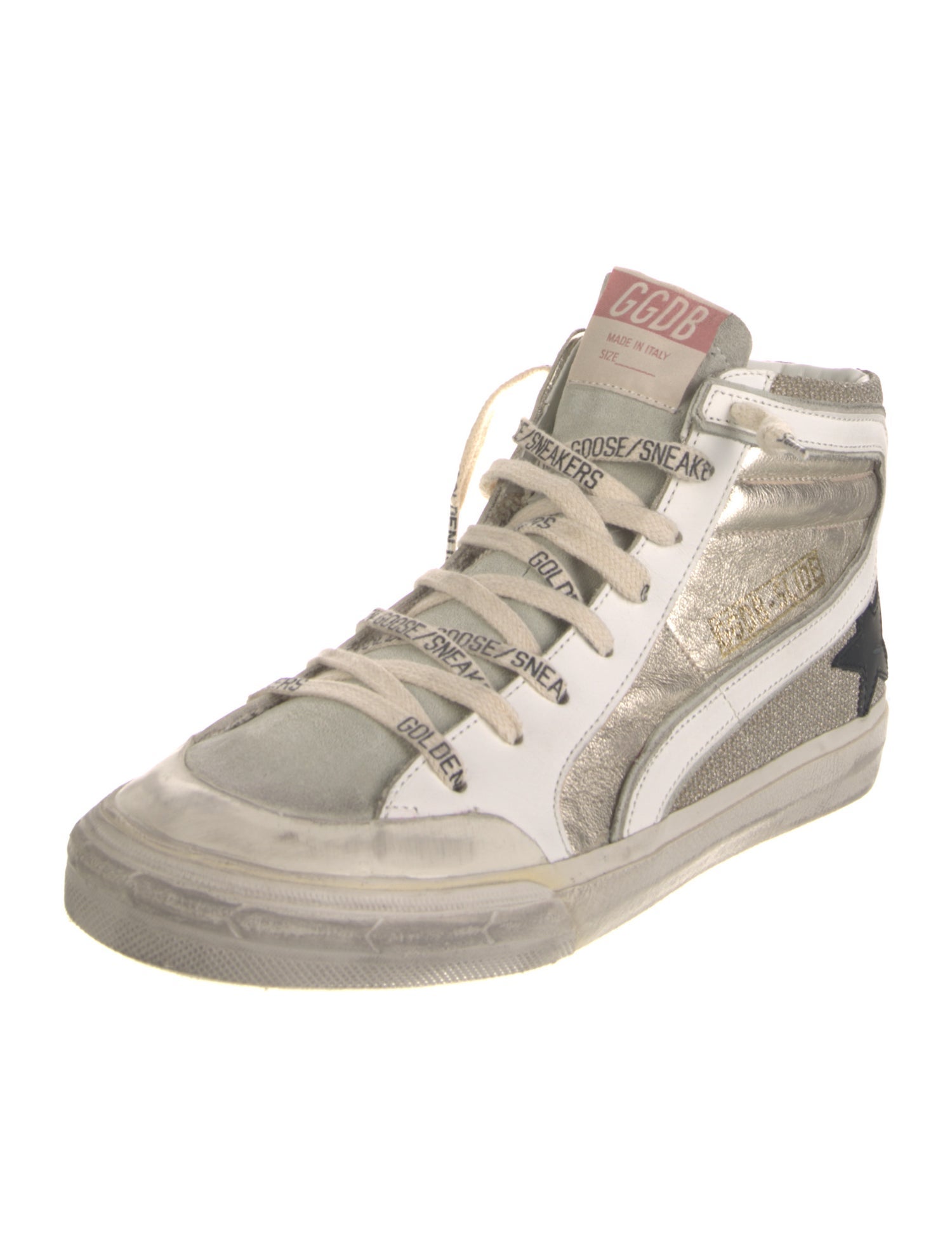 Golden Goose Leather Glitter Accents Sneakers