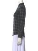 Golden Goose Plaid Print Mock Neck Button-Up Top