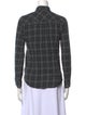 Golden Goose Plaid Print Mock Neck Button-Up Top