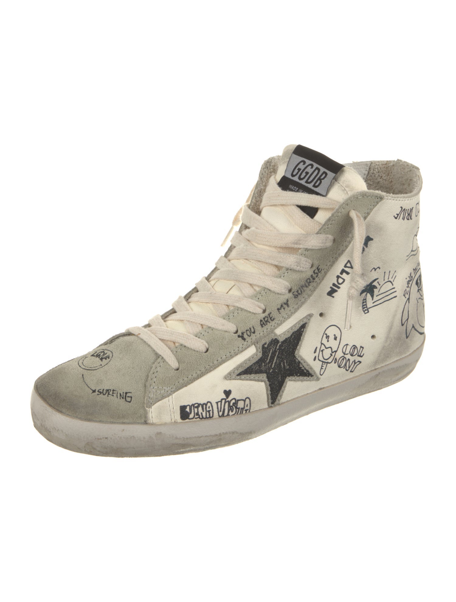 Golden Goose Leather Printed Sneakers