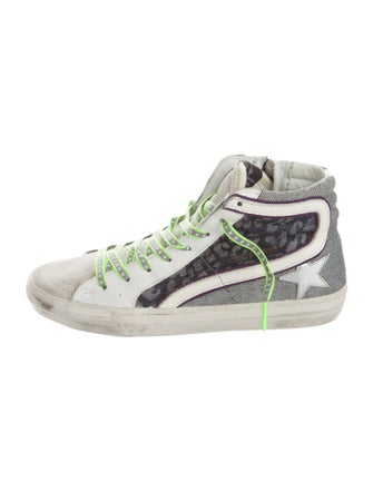 Golden Goose Leather Animal Print Sneakers