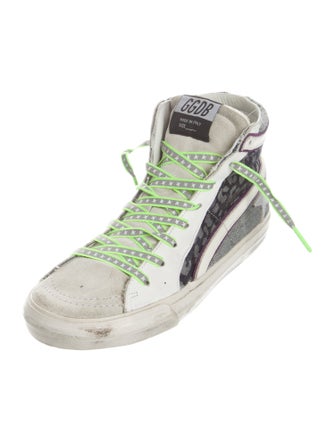 Golden Goose Leather Animal Print Sneakers