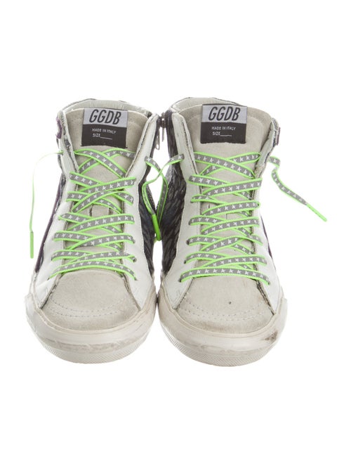 Golden Goose Leather Animal Print Sneakers