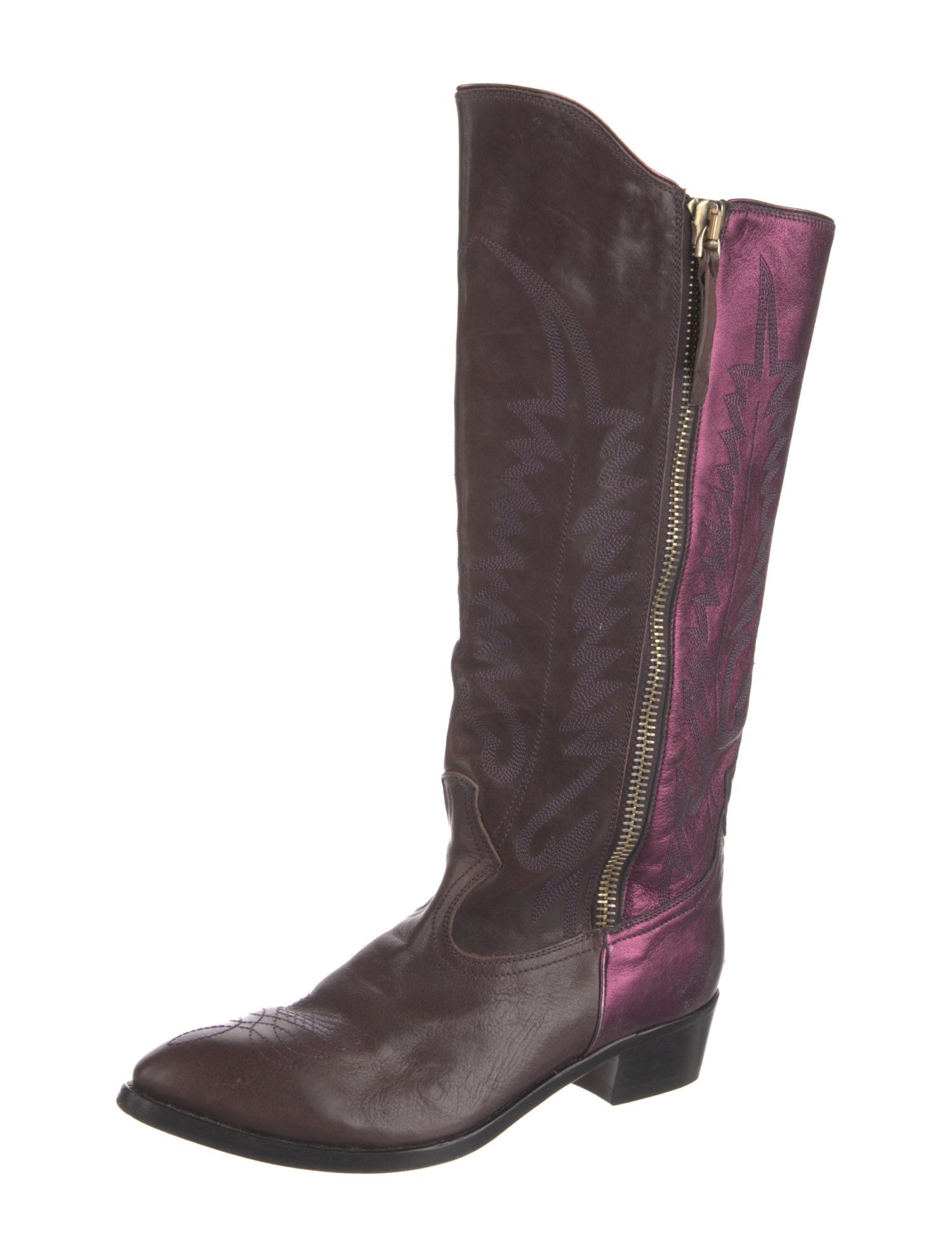 Golden Goose Leather Patterned Riding Boots