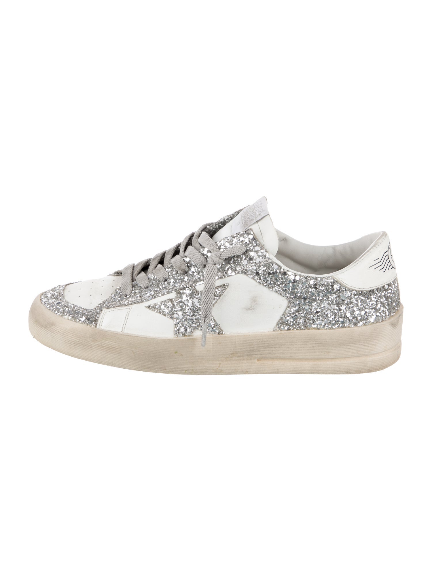 Golden Goose Leather Glitter Accents Sneakers