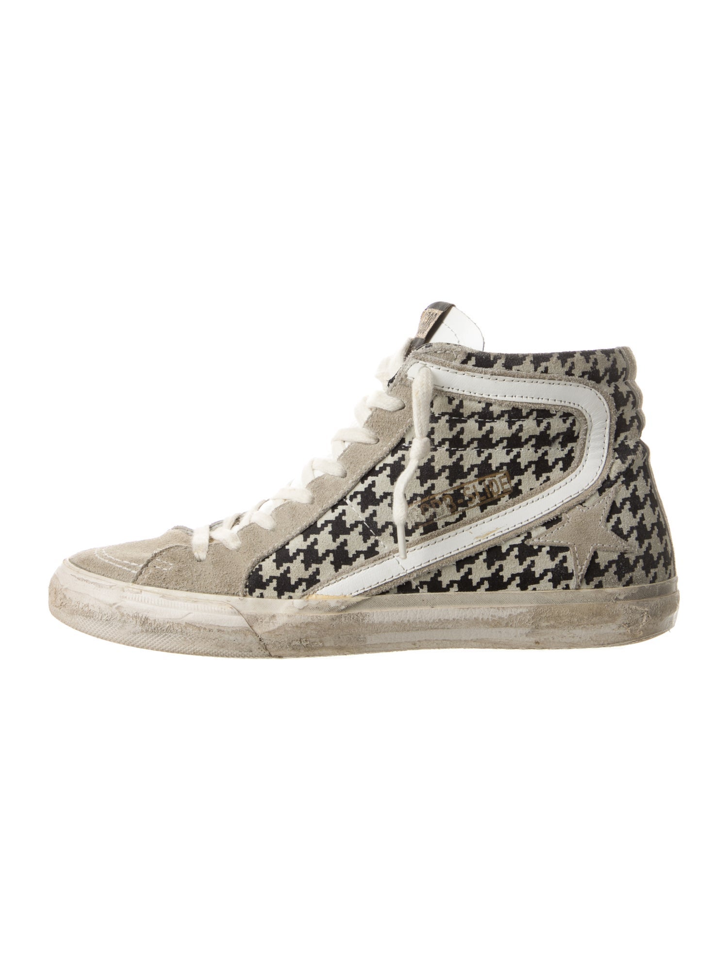 Golden Goose Suede Houndstooth Print Wedge Sneakers