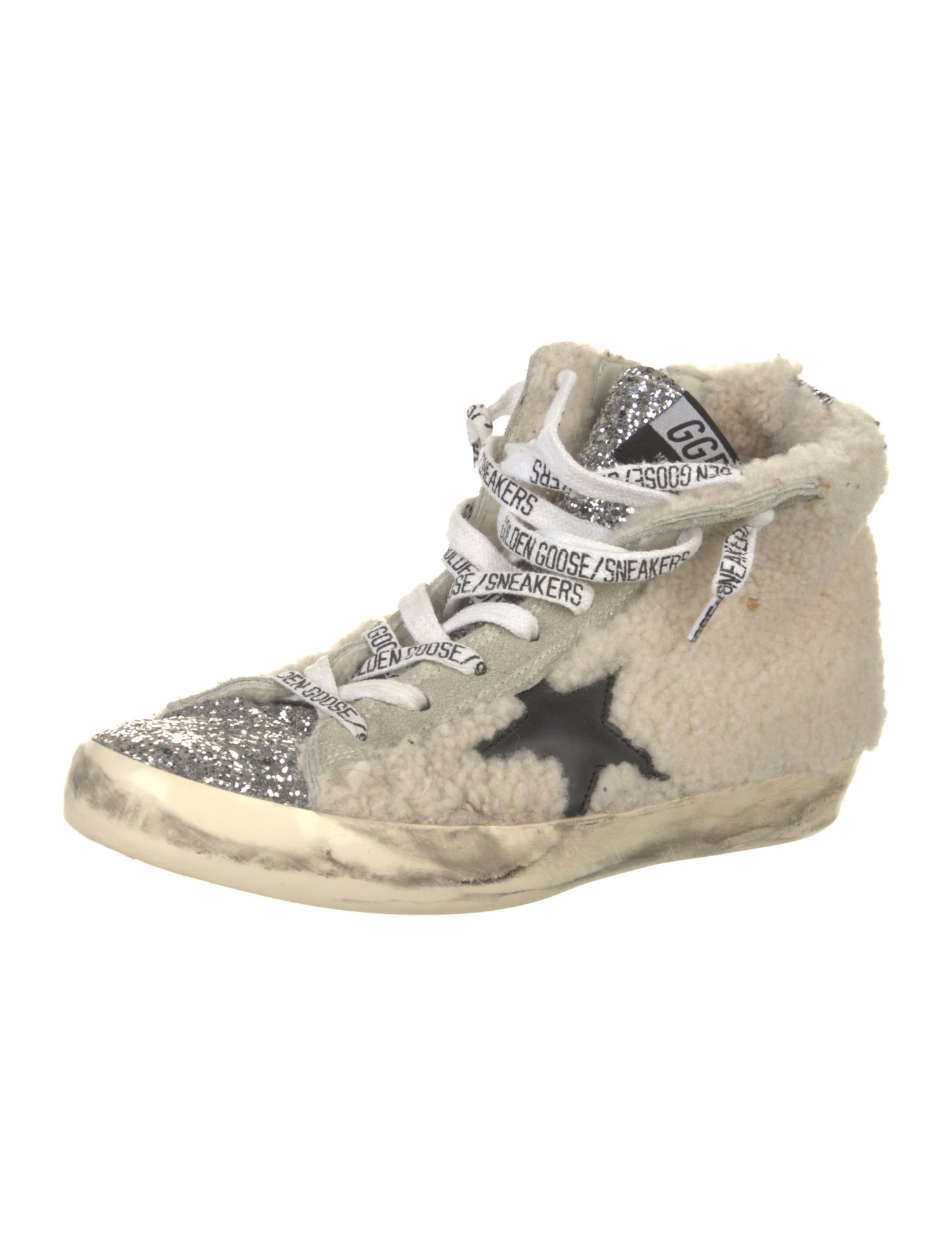 Golden Goose Shearling Colorblock Pattern Sneakers