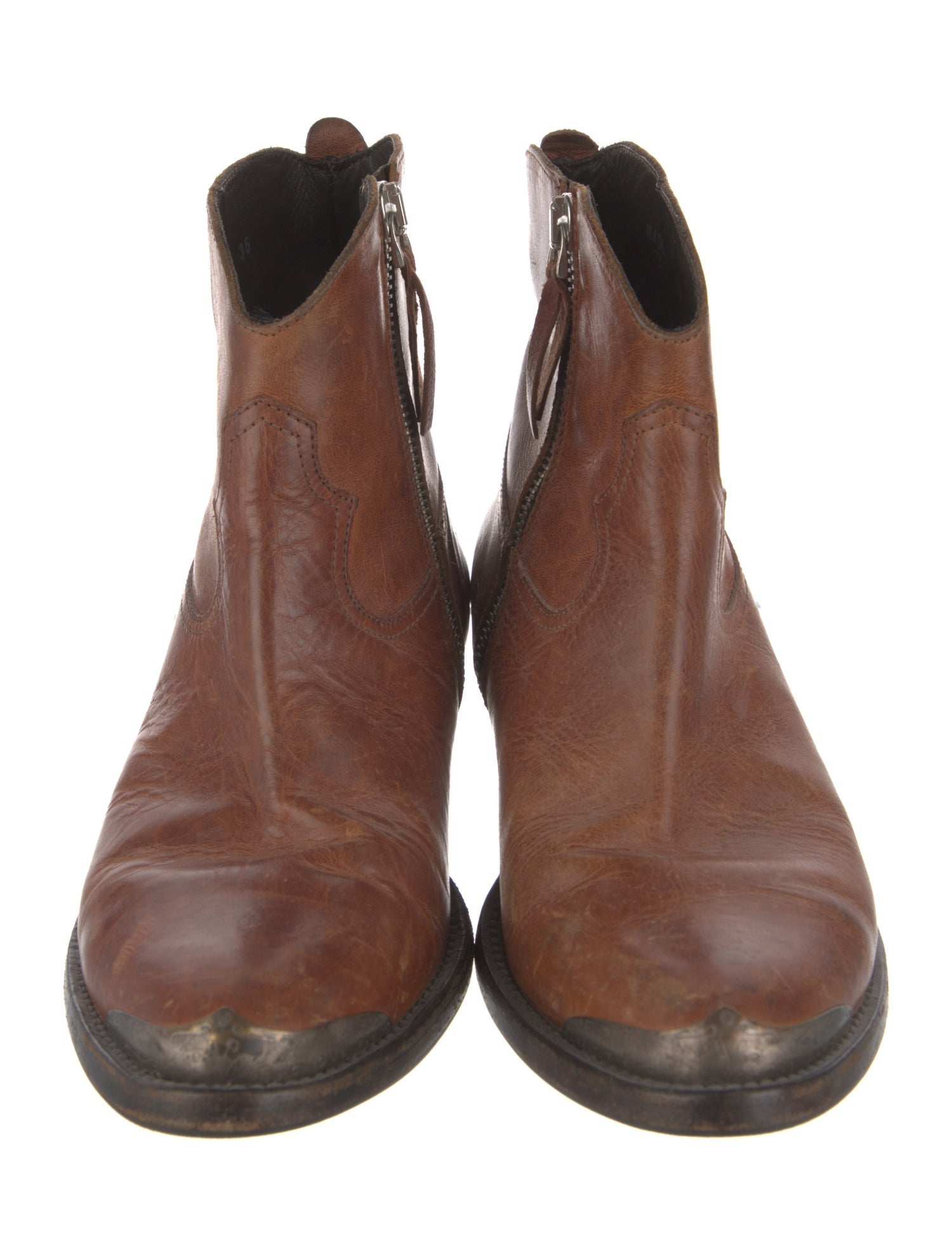 Golden Goose Leather Distressed Accents Western Boots
