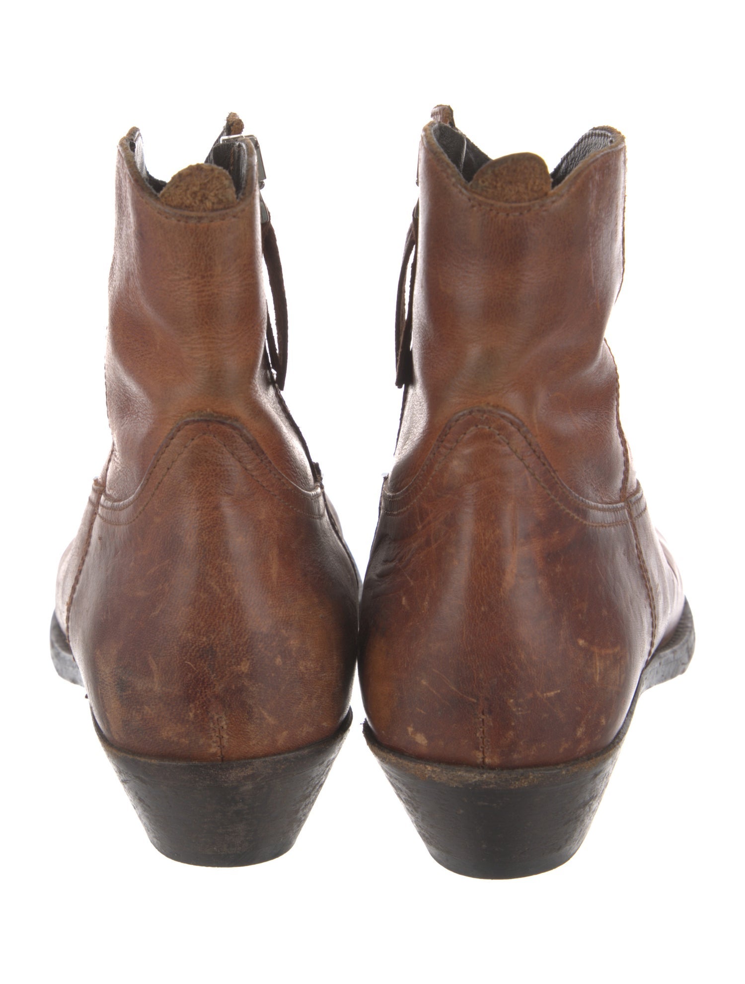 Golden Goose Leather Distressed Accents Western Boots