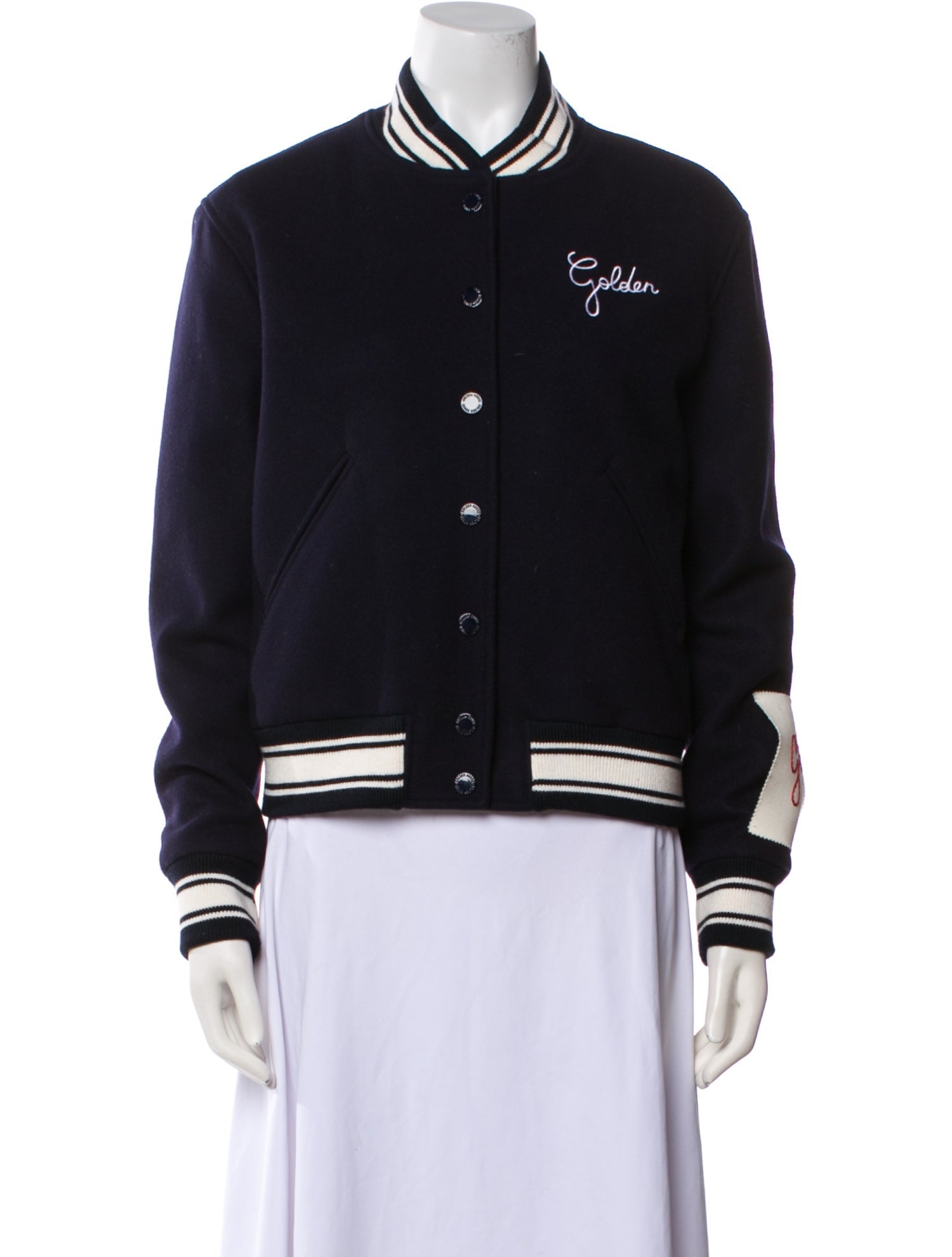 Golden Goose Virgin Wool Colorblock Pattern Bomber Jacket