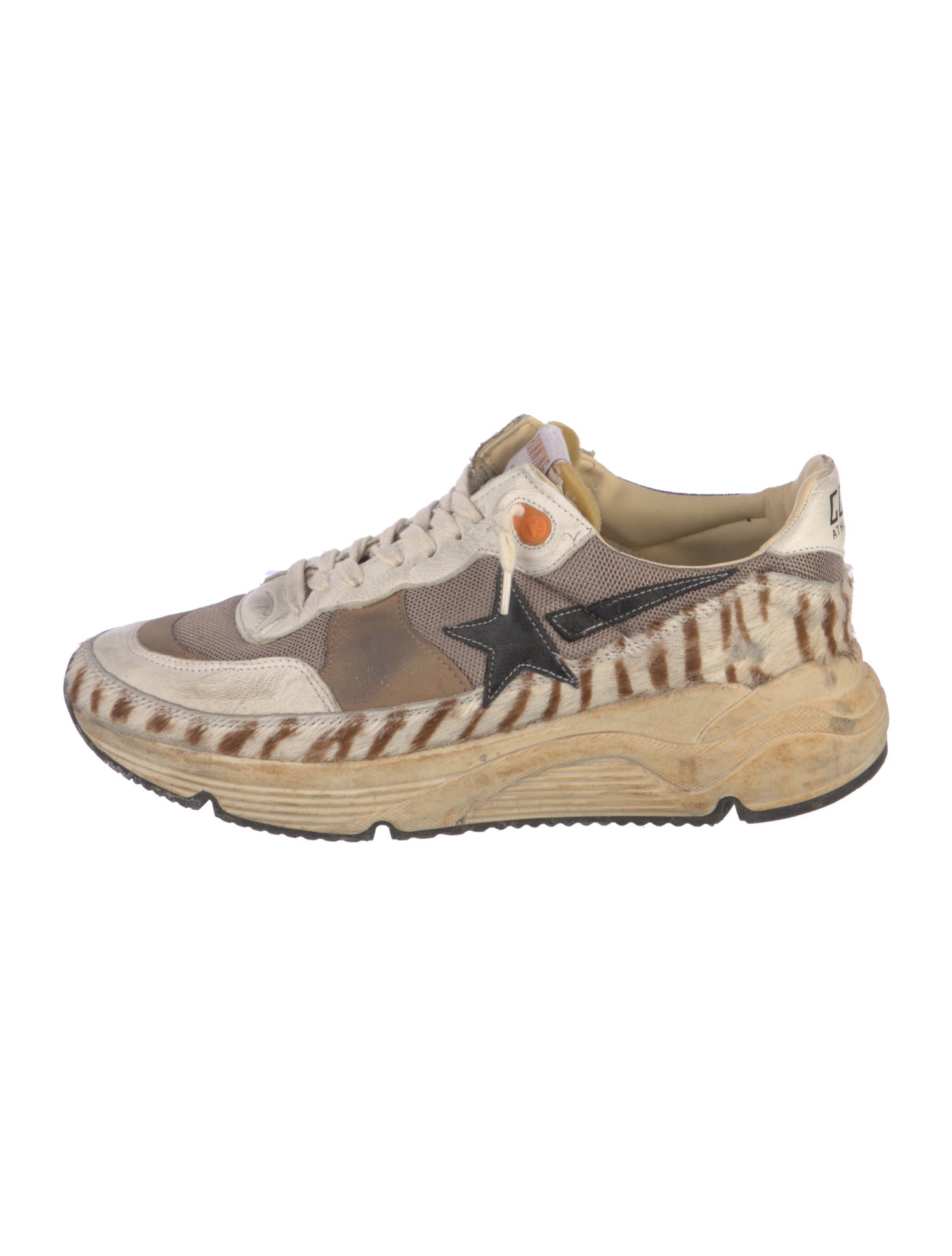Golden Goose Leather Animal Print Sneakers