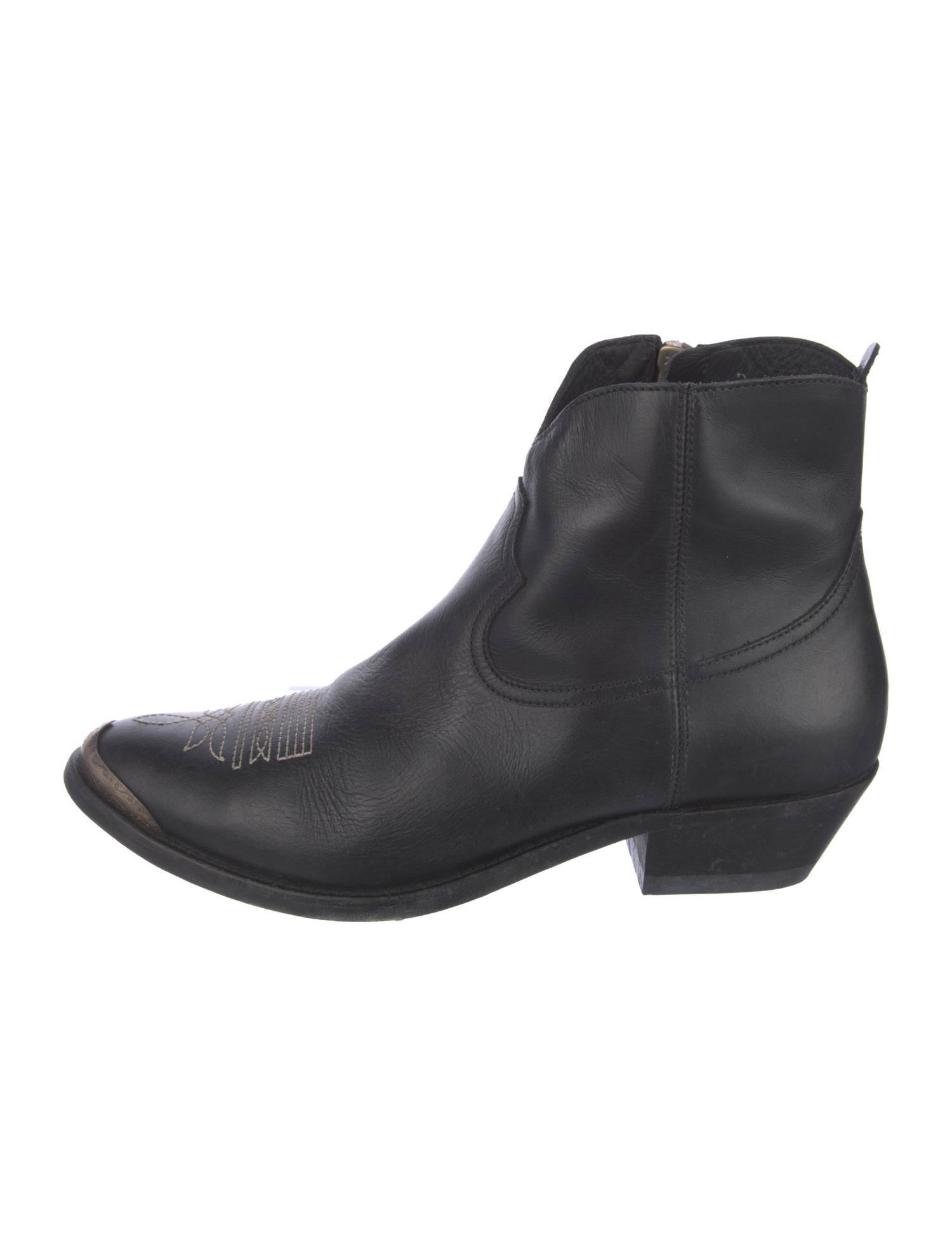 Golden Goose Leather Embroidered Accent Western Boots