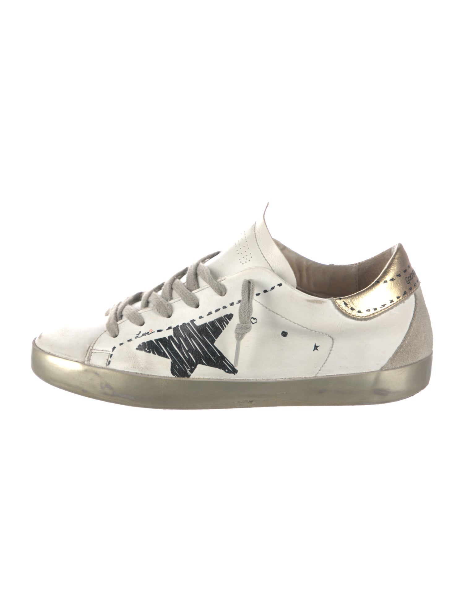 Golden Goose Leather Colorblock Pattern Sneakers