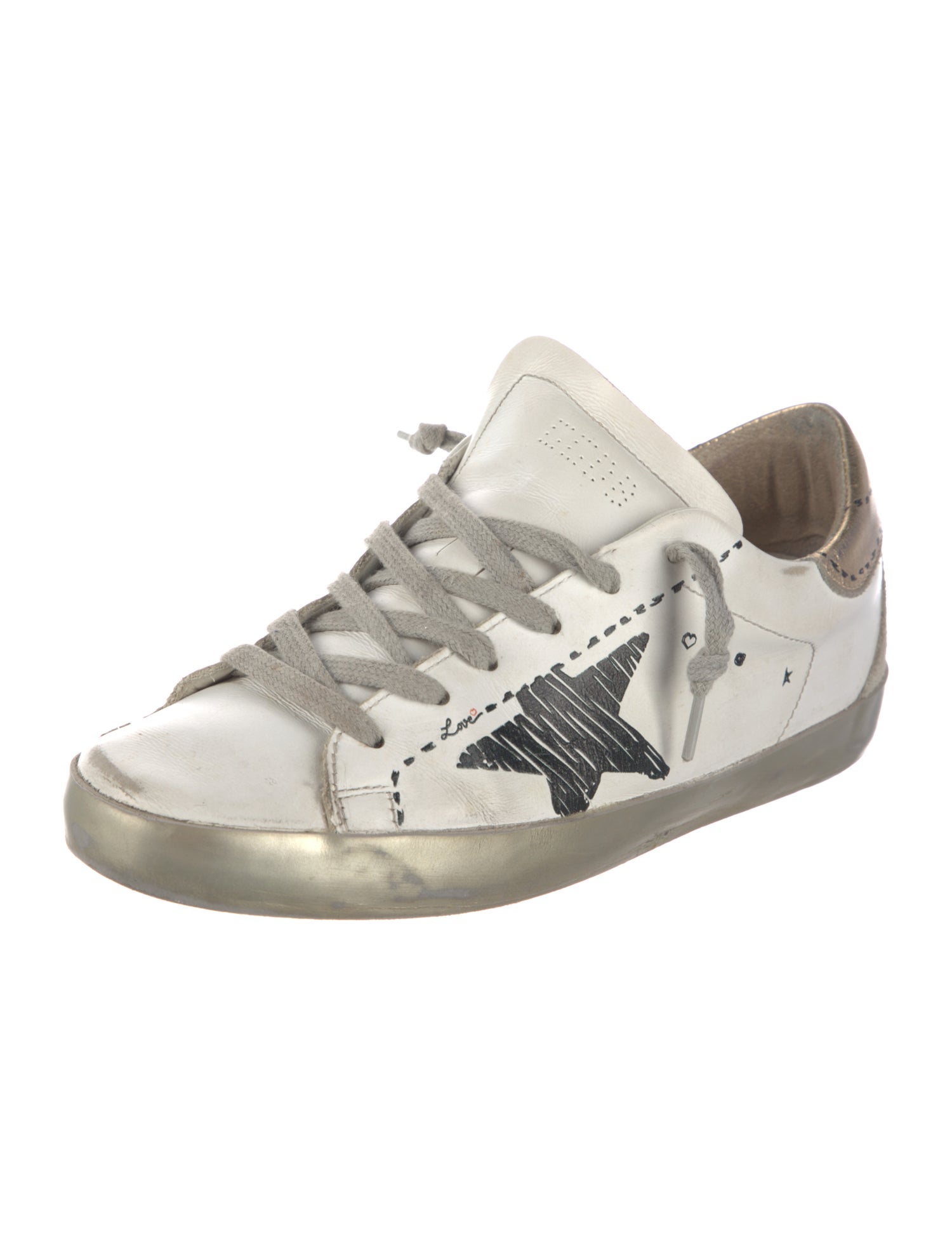 Golden Goose Leather Colorblock Pattern Sneakers