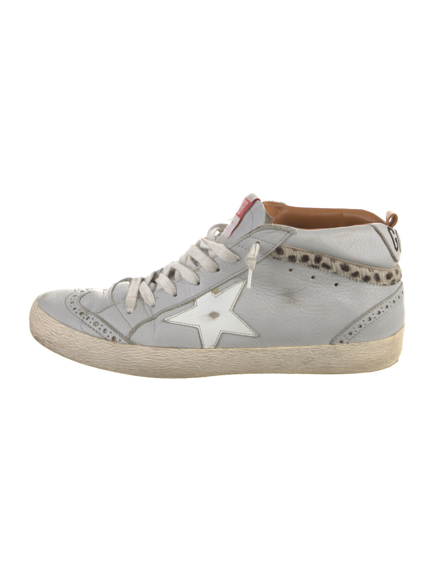 Golden Goose Leather Animal Print Sneakers