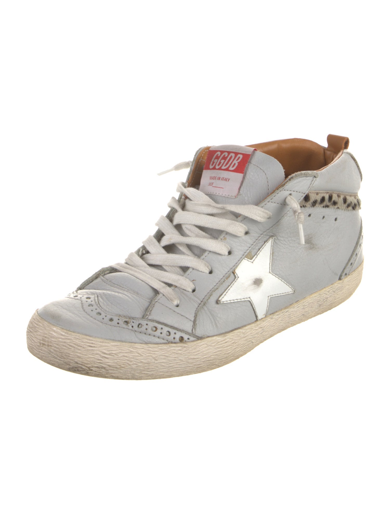 Golden Goose Leather Animal Print Sneakers