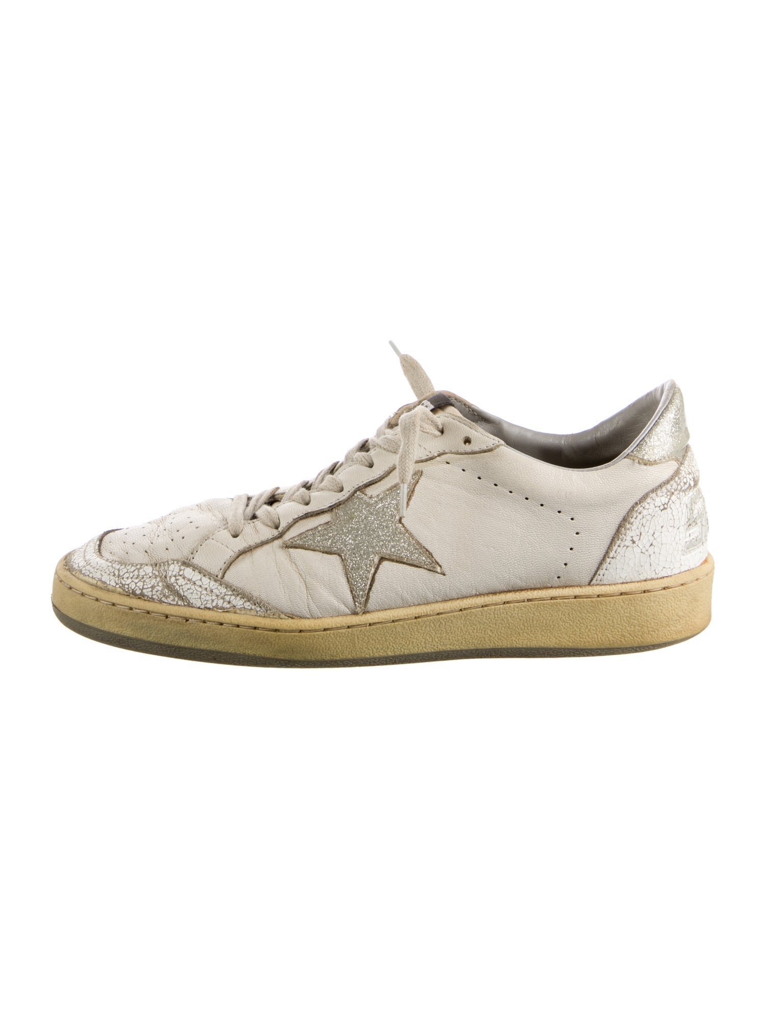 Golden Goose Leather Glitter Accents Sneakers