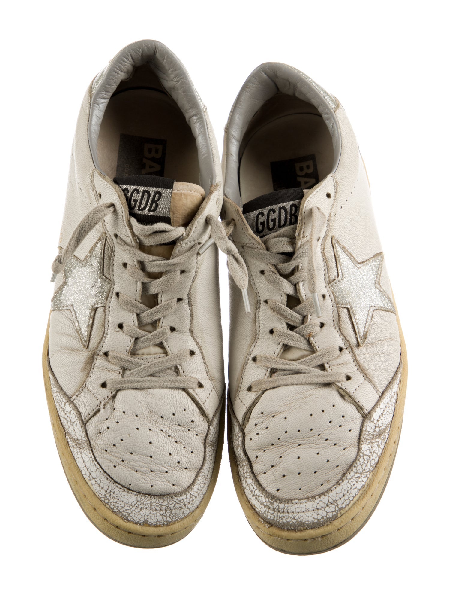 Golden Goose Leather Glitter Accents Sneakers