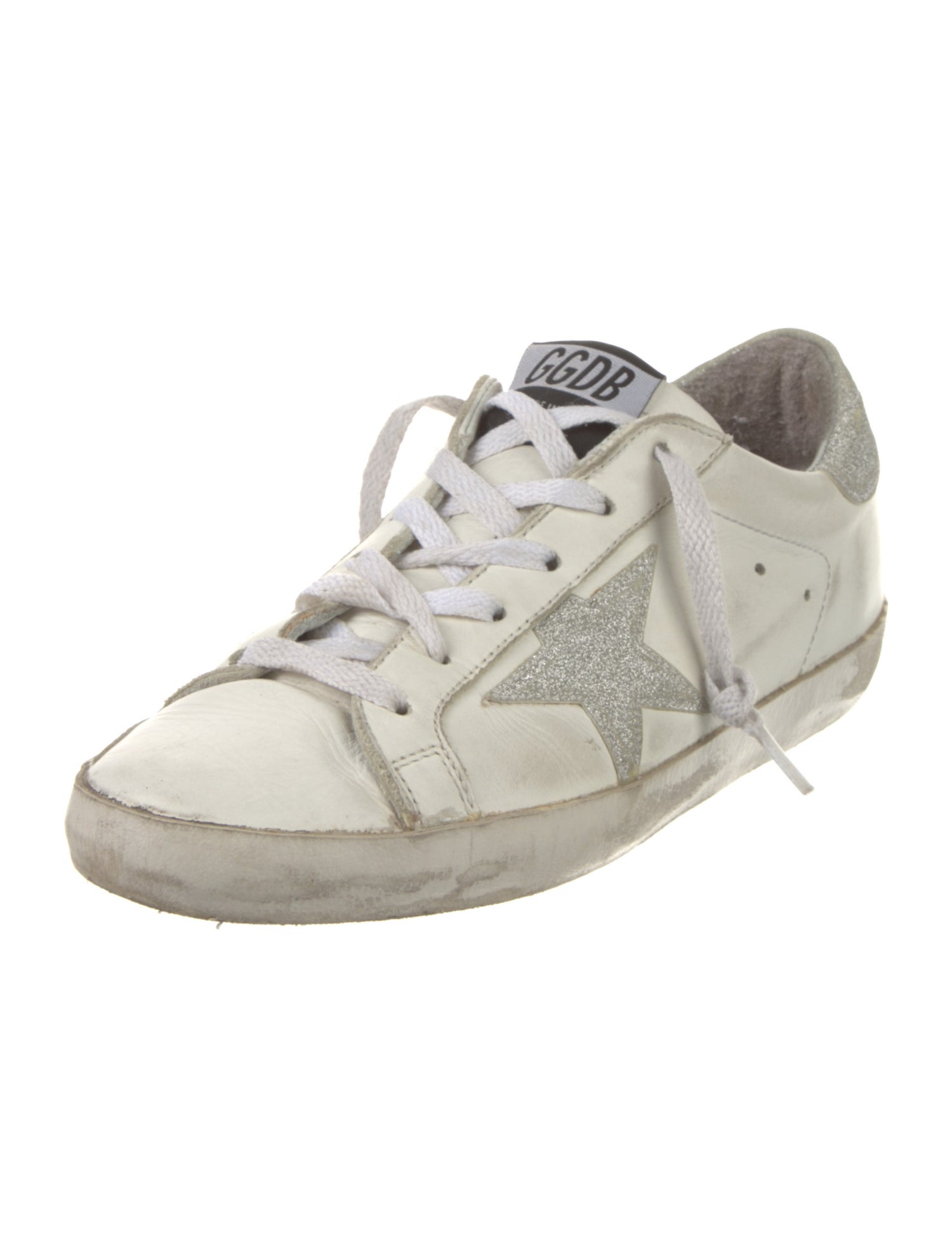 Golden Goose Leather Glitter Accents Sneakers