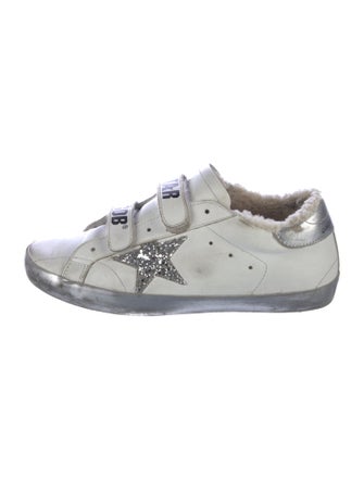 Golden Goose Leather Glitter Accents Sneakers