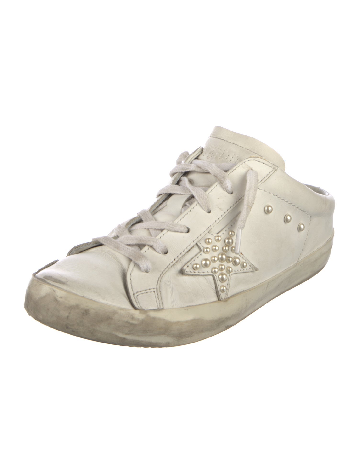 Golden Goose Faux Pearl Accents Leather Sneakers