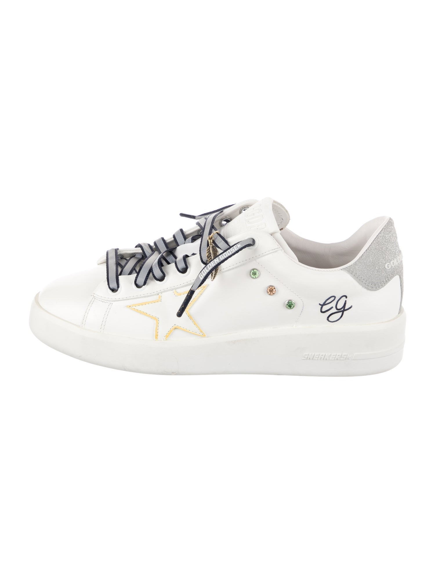 Golden Goose Leather Glitter Accents Sneakers