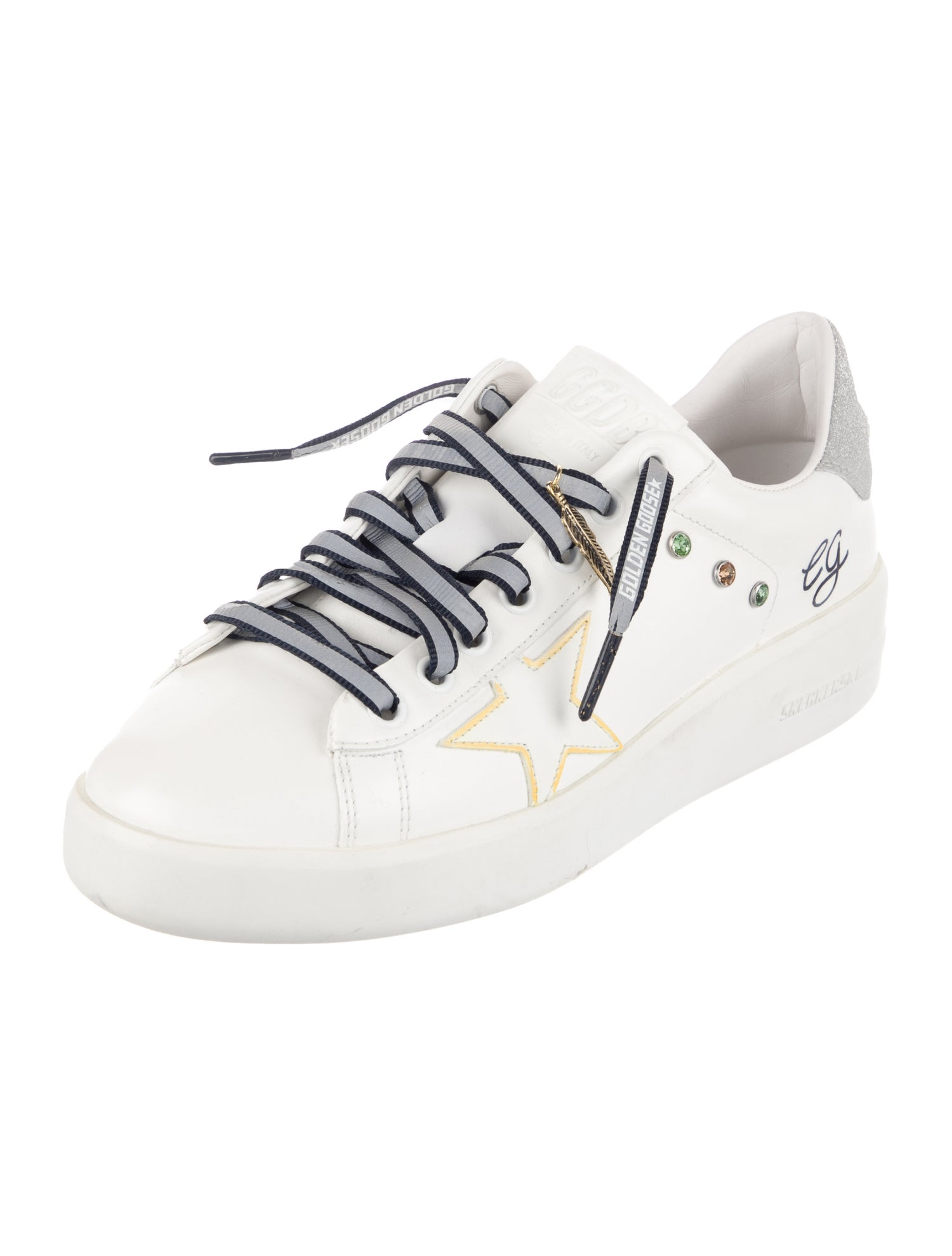 Golden Goose Leather Glitter Accents Sneakers