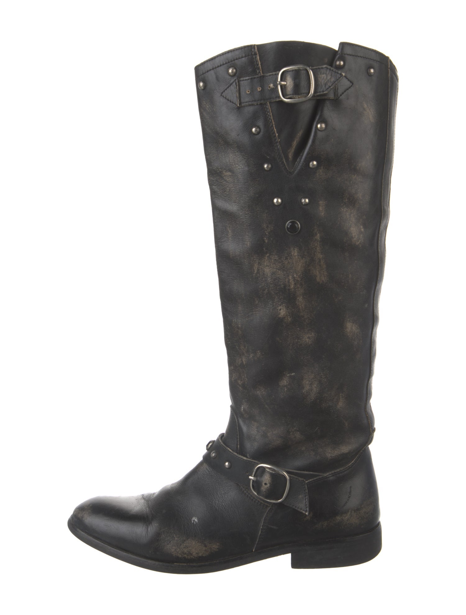 Golden Goose Leather Distressed Accents Riding Boots