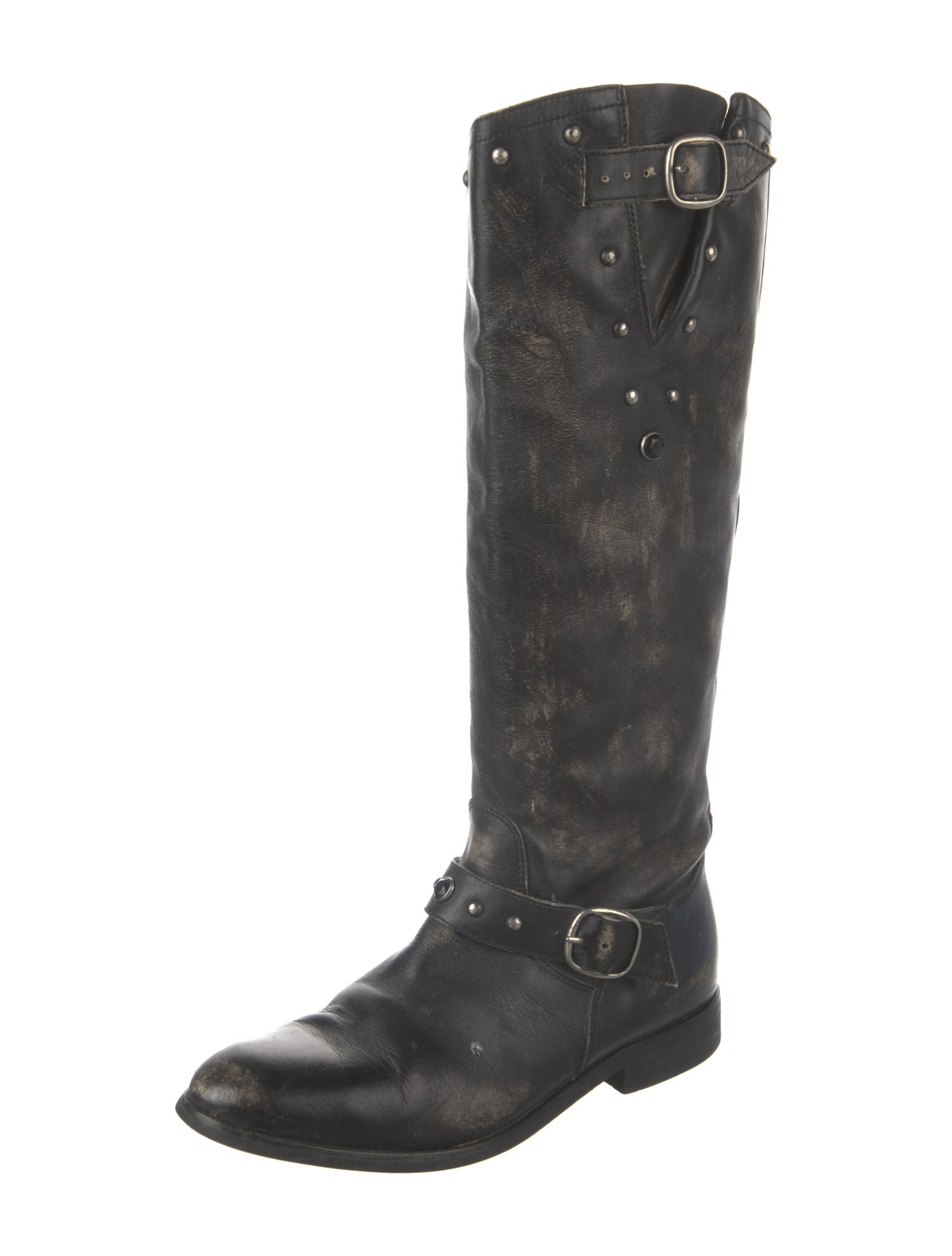 Golden Goose Leather Distressed Accents Riding Boots