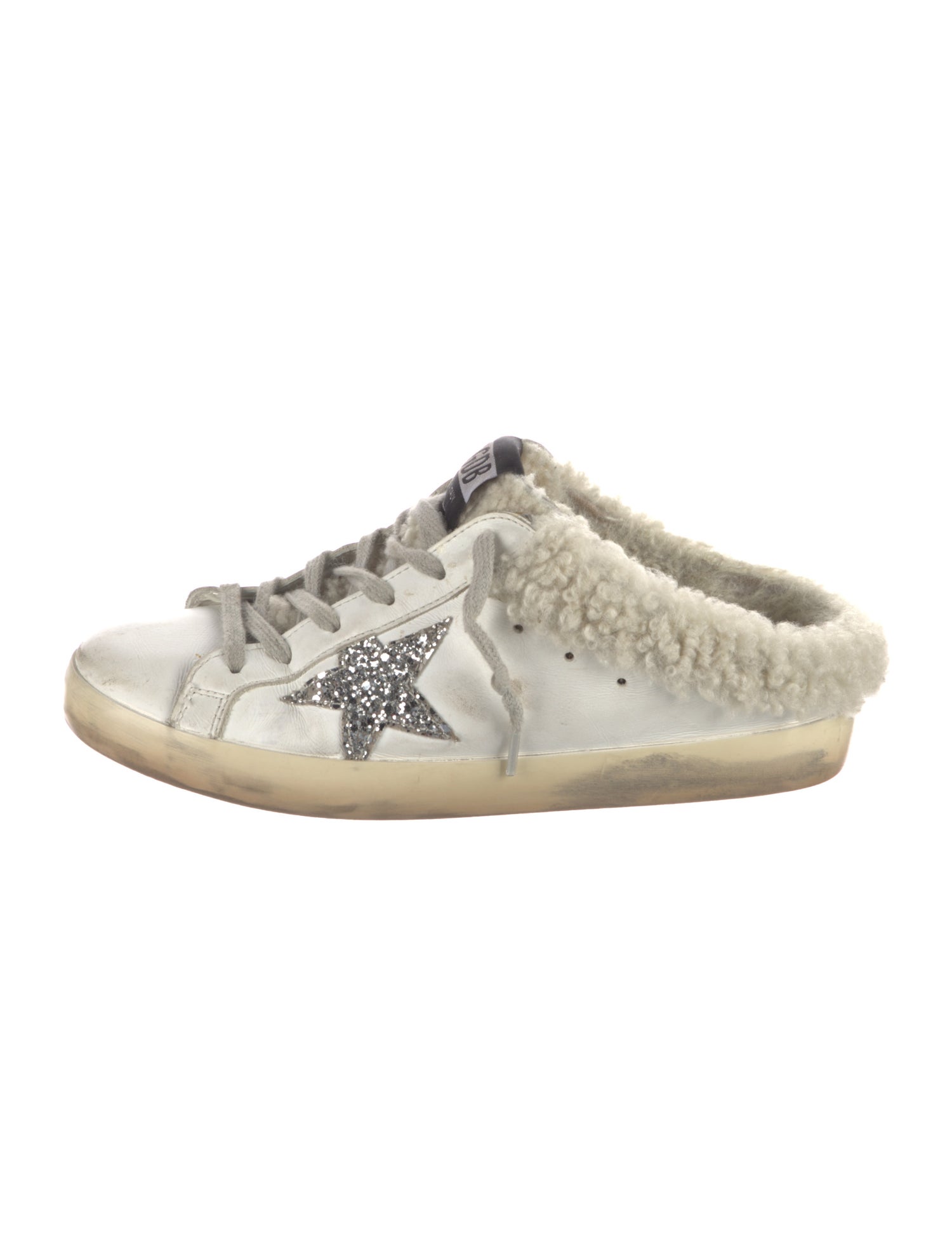 Golden Goose Leather Glitter Accents Sneakers