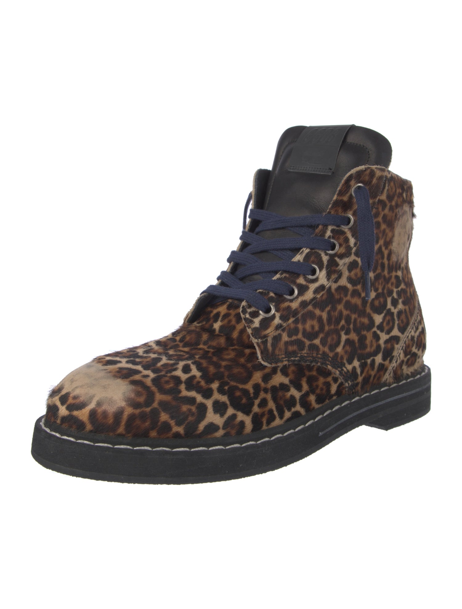 Golden Goose Ponyhair Animal Print Combat Boots