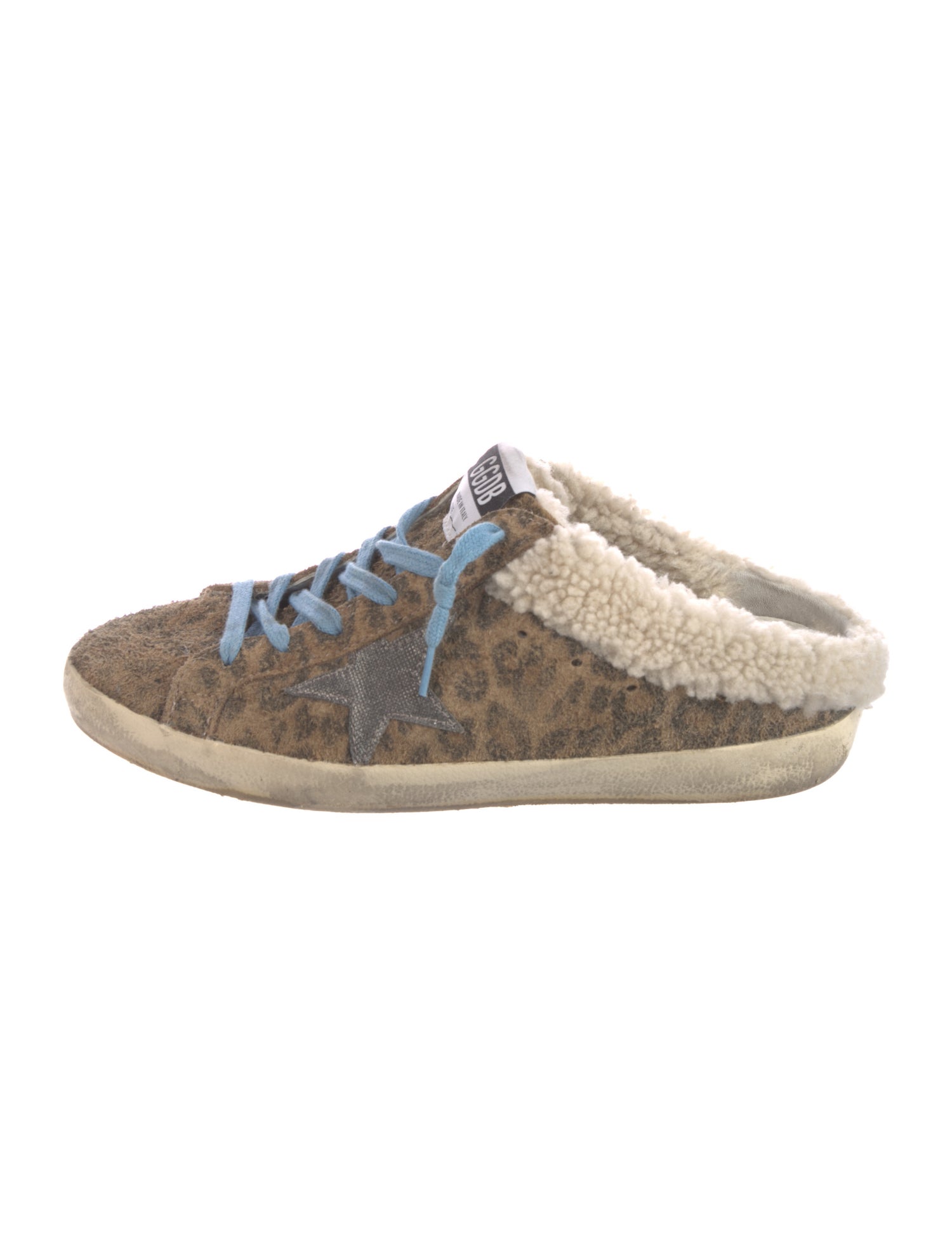 Golden Goose Suede Animal Print Mules